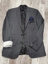 40R Men's Kenneth Cole New York Blazer Gray Wool Blend 2 Button Sport Coat