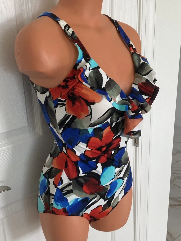 Traje de baño INC 8 a 10 multicolor 1 pieza cuello en V copa suave nuevo con etiquetas Foto 4 de 4