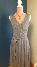 Ann Taylor Loft Factory super soft gray pattern fit flare sleevless dress M