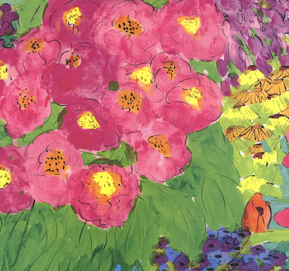 WALASSE TING Still-Life with Pink Cat 37.75" x 54.5" Offset Lithograph 1993 Cont - Image 4 of 4