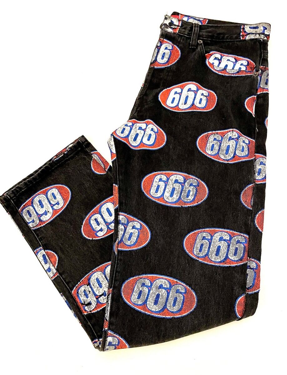 Supreme 666 Print All-over Denim Black Sz 32 Spring/ Summer Supreme 666 Print All-over Denim Black Sz 32 Spring/ Summer