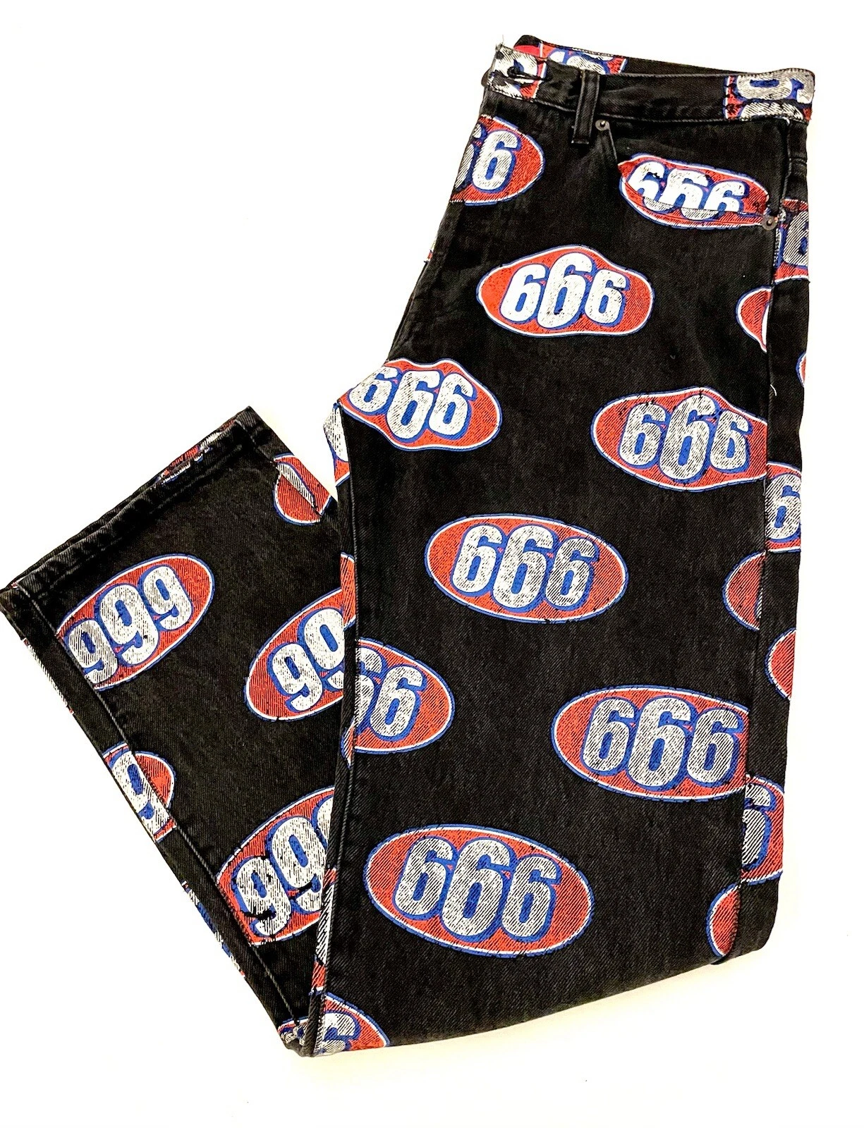 Denim noir imprimé Supreme 666 taille 32 collection printemps/été 2017