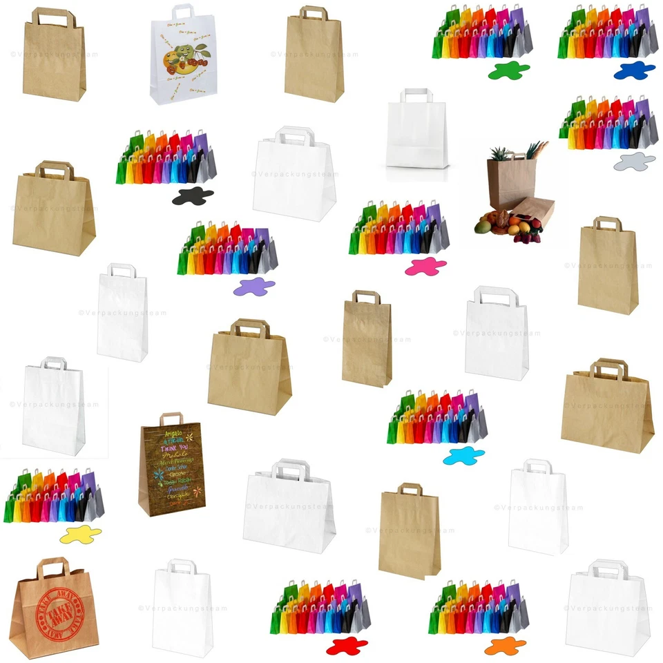 1-PACK Sacchetti di carta sacchetti di carta con manico shopping bag colore misura spessore