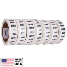 Clear Clothing Size Strips Stickers Labels, 7 Sizes XS-XXXL - 7 Pack (1750 Pcs)