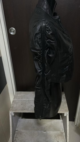 Red Evening Genuine Leather Jacket Used Women Size 40 Black LLD133 - Picture 7 of 11