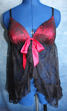 Apt. 9 Black Red Lace Crossed Back Babydoll Lingerie Size L