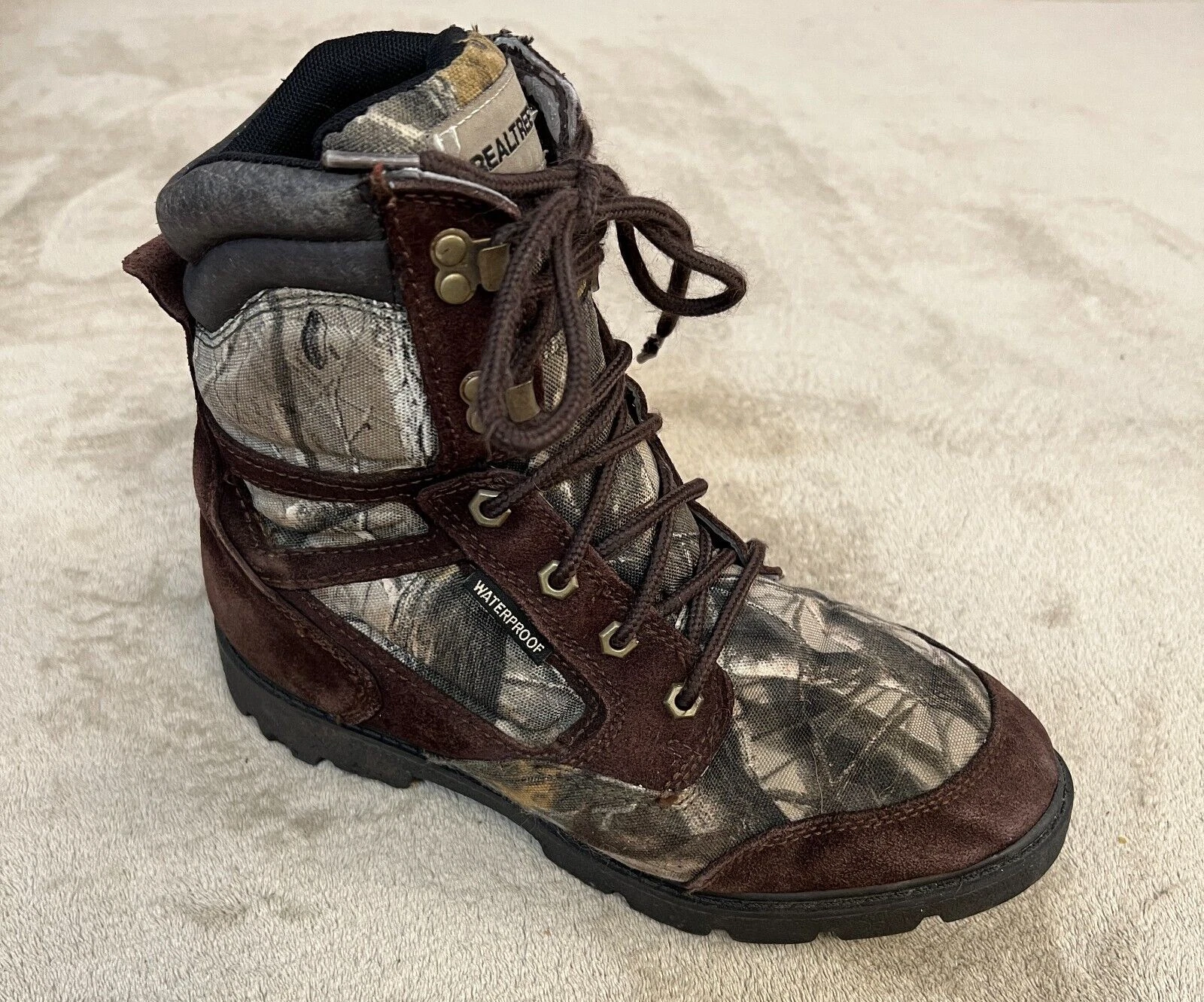 Realtree Hunting Boots Men’s Size 7.5 Camo 8.5" Waterproof [02]