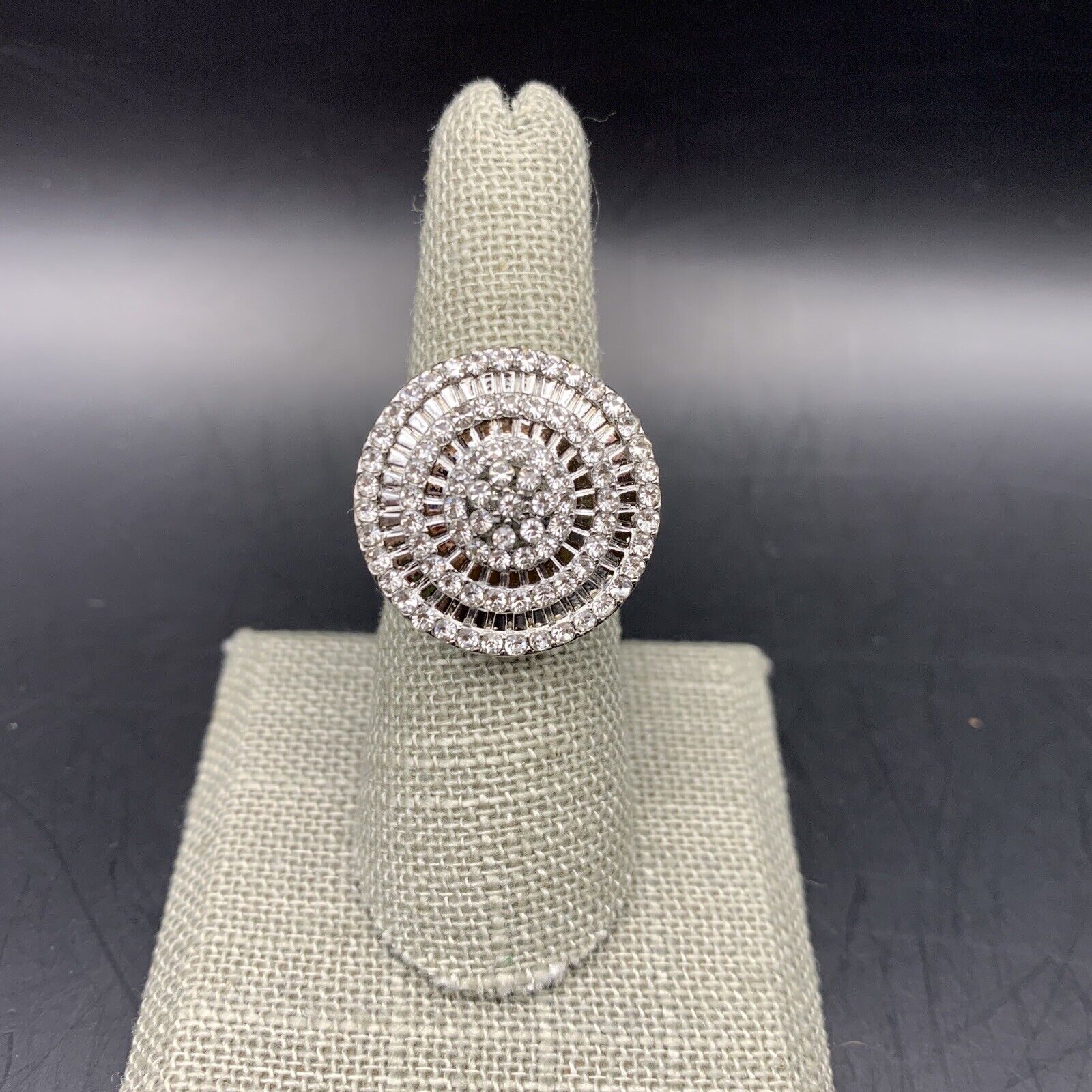 Clear Rhinestone Round Statement Ring Size 7.25 L… - image 1