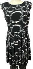 Alfani Women's Dress A-Line Pleated Skirt Black White Geometric Petite Size M PM