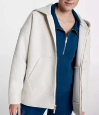 New CALIA Women's Luxe Full Zip Structured Hoodie Jacket WAX14311H Cream- Medium