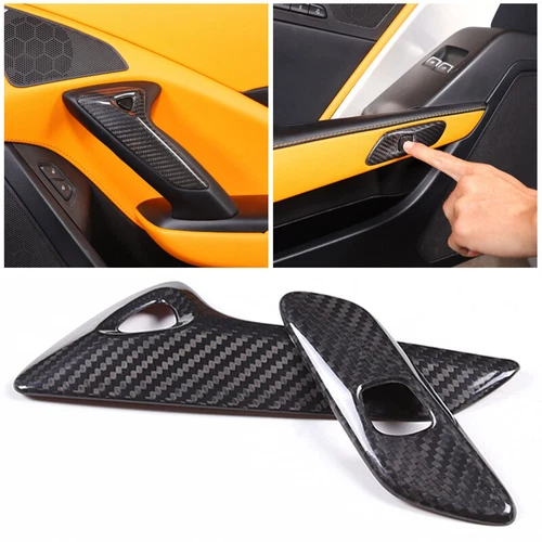 Real Carbon Fiber Door Handel Button Cover Trim For Corvette C7 Z06 ZR1 2014-19