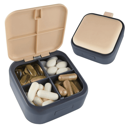 Travel Medicine Pill Organizer Small Pill Box Mini Pill Case with 4 Compartments - Imagen 1 de 7