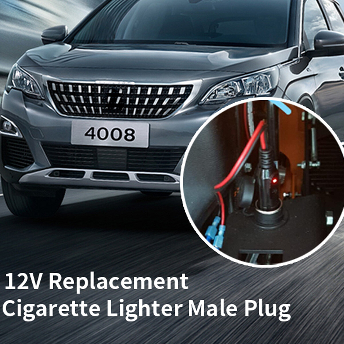 2/4PCS 12V-24V Fused LED Light Cigarette Lighter Male Plug Replacement w/ Leads