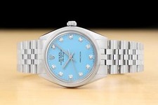 ROLEX OYSTER PERPETUAL AIR-KING 5500 STEEL AQUA BLUE DIAMOND DIAL 34MM WATCH 3
