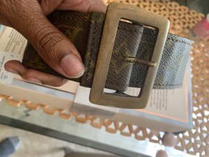 LOUIS VUITTON Classic Vintage LV Monogram Belt Size 30