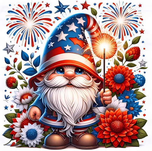 Gnome Diamond Art Kits for Adults, 4th of July Diamond Painting Kits for Beginne