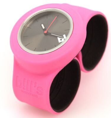 Bill`s Watch - B! Armband Uhr Pink-Schwarz, Graues Ziffernblatt BA-15