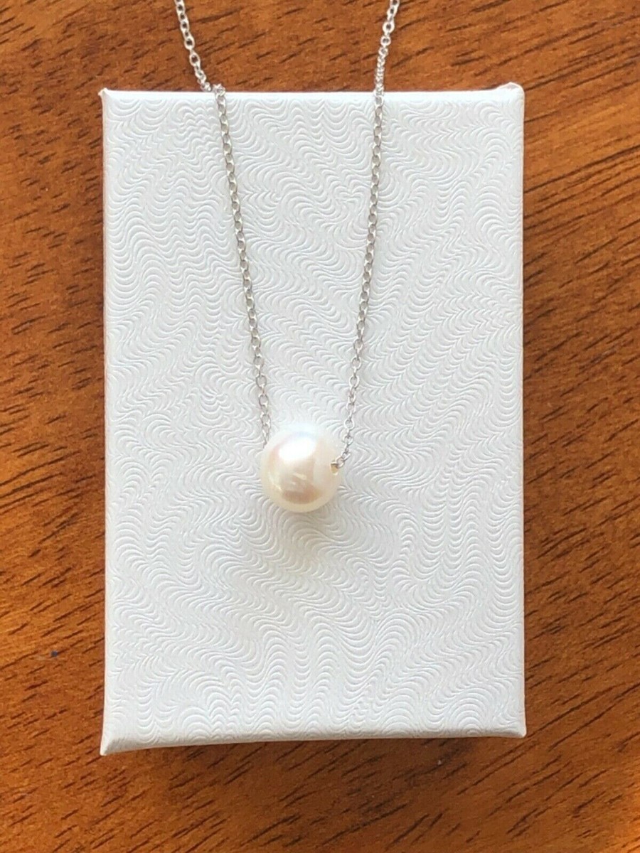 Single Freshwater Pearl Pendant Necklace - 925 Sterling Silver