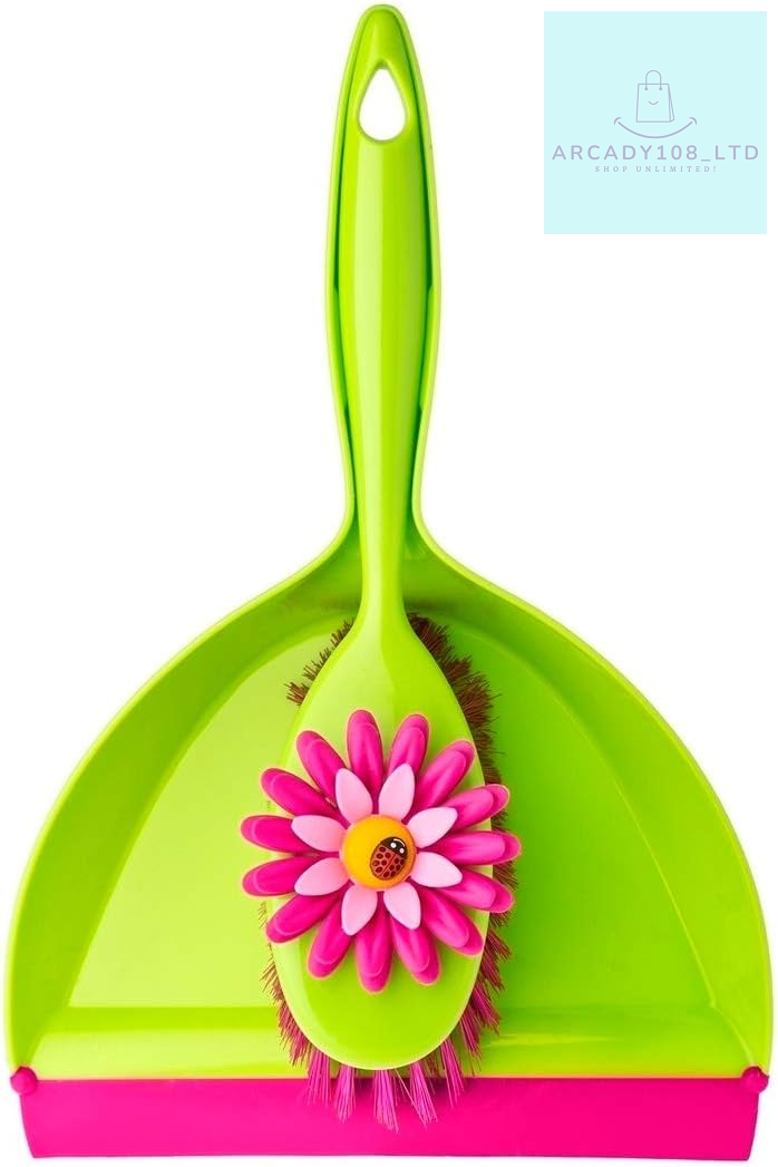 Vigar by Addis Flower Power Handy Dustpan and Brush Set, Green/Pink eBay