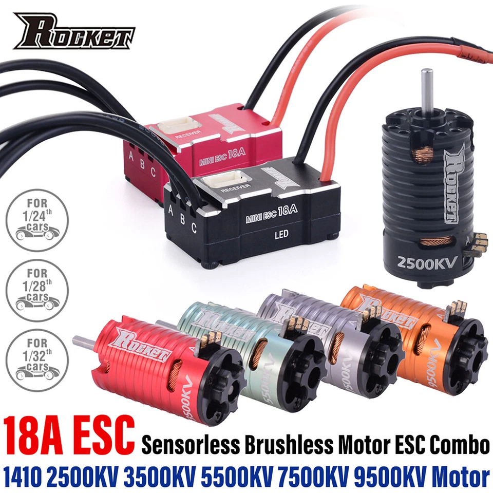Rocket MINI RC Brushless Motor 18A ESC Combo for Kyosho 1/24 1/28 1/32 RC Car - Image 4 of 4