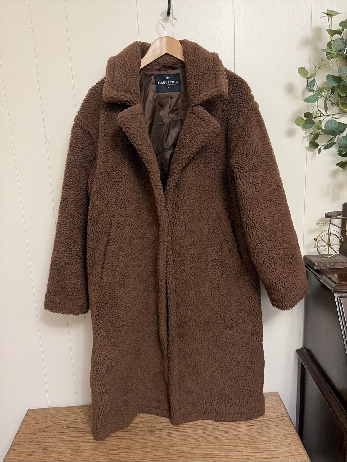 Fabletics Brown Teddy Long Overcoat Collared Pock… - image 3
