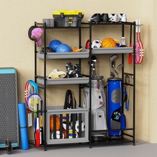 Garage Sports Equipment Organizer, Heavy Duty Ball Storage Rack with Baskets ...