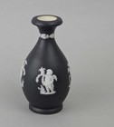 Wedgwood Black Basalt Greek Relief Small Bottle Vase Ceramic Matte Greek Figures — photo 4