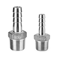 StainlessSteel 3/8" 1/2" BSP Male Thread Pipe Fitting 8mm 12mm Barb Hose Tail
