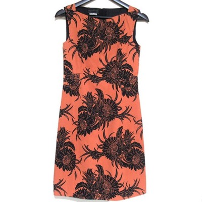 PRADA Floral print sleeveless dress, size 38, light orange, black Women USED