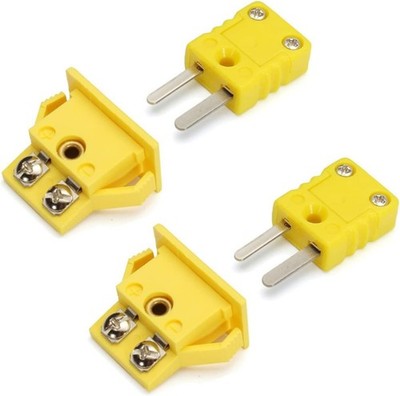 2-Pack K Type Miniature Panel Mount Thermocouple Socket and Plug Connector