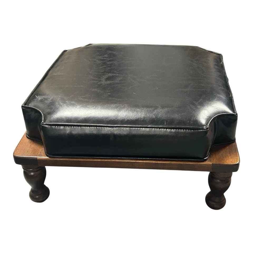 Ethan Allen Style Stacking Foot Stool Brown Ottoman Mid-Century Vintage - Image 3 of 4