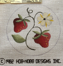 Vtg KAM Needlepoint Canvas Strawberry Flower 1982 NWT Hob Nobb 8 x 8