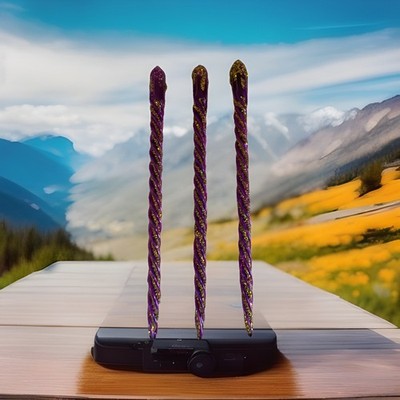 3 PURPLE ICICLE Twisted GLASS Gold Glitter CHRISTMAS TREE ORNAMENTS BEAUTIFUL