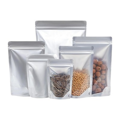 50 Stück Silber Reine Aluminiumfolie Stand Up Klare Front Mylar Bags Lebensmi...