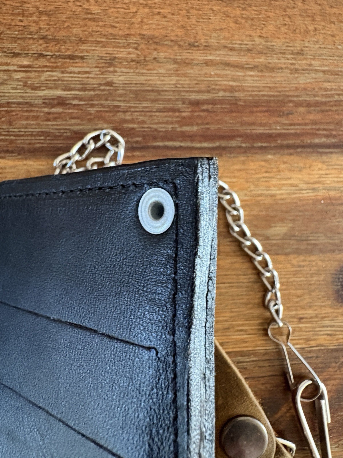 Leather Wallet Chain Mens Brown Western Bifold Wallet 6.5” X 3.5” Never Used