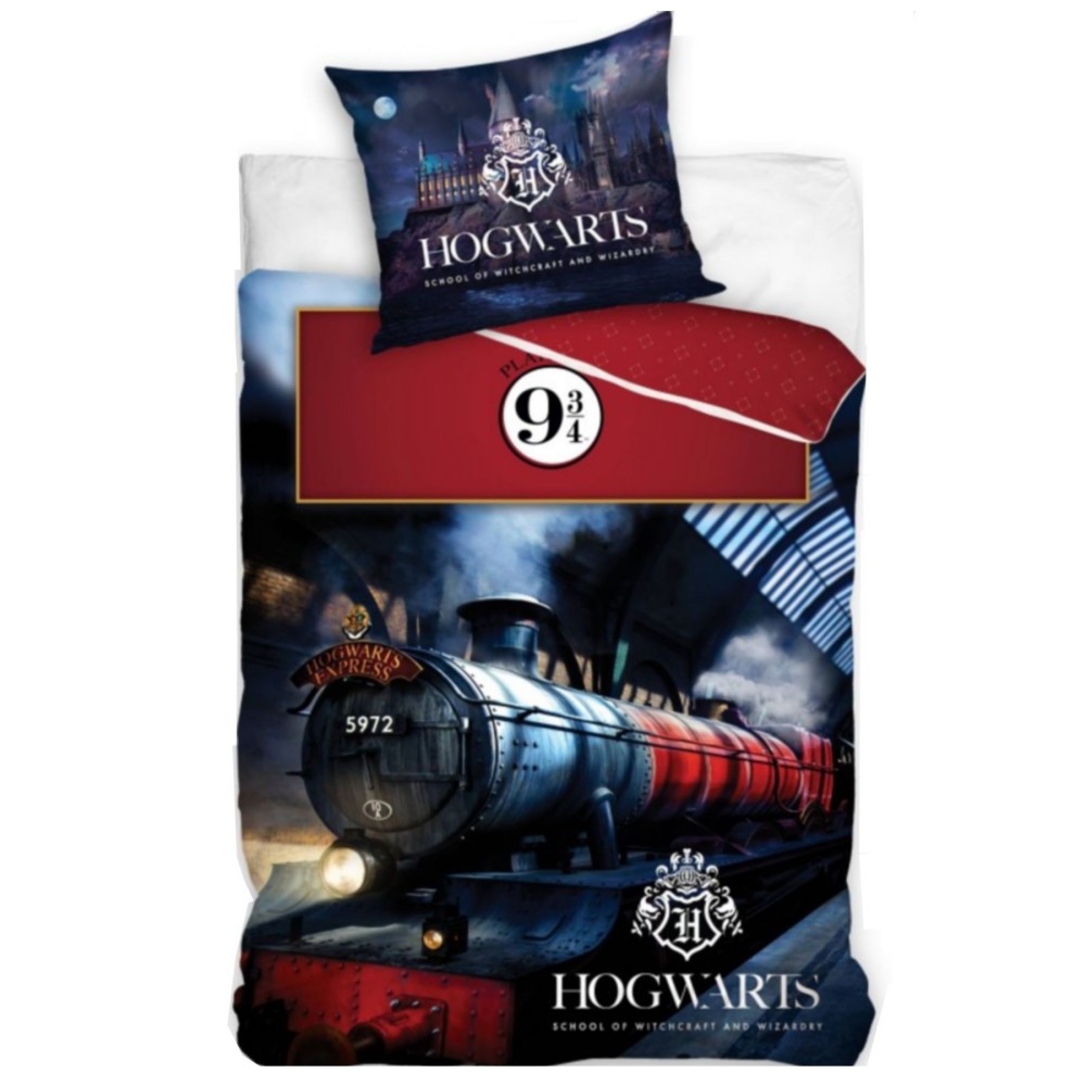 Housse de couette Harry Potter 135 x 200 cm anti-glisse avec sa taie d'oreiller