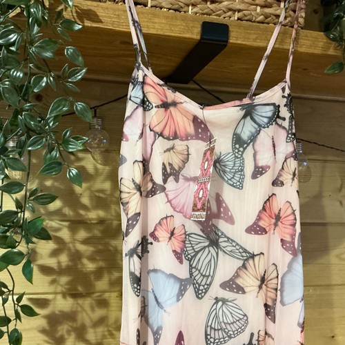 Boohoo pink Mesh Butterfly Print Ruched Mini Dress Size 10 - Picture 2 of 5