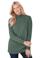 Woman Within Plus Size Perfect Long-Sleeve Mockneck Tee