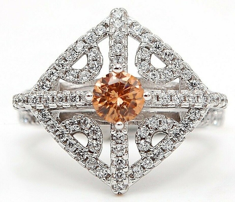 2CT  Padparadscha 925 Sterling Silver Ring Sz 8 N2-1