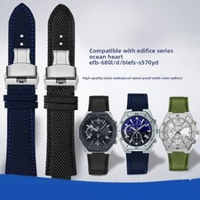 For Casio Edifice EFB-680 EFS-S570 Quality Convex Nylon Watch Band Strapw Mens  