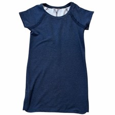 Athleta Women Medium Navy Mini Crewneck Stretchy Pullover Short Sleeve Dress
