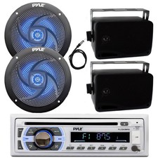 Pyle Bluetooth CD Receiver, Antenna, 2x 4" LED 2x 3.5'' 200W Speaker Black