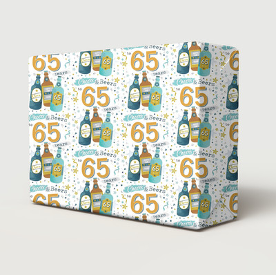 2 Blatt 65. Geburtstag Prost & Bier Flaschen Geschenkpapier Alter 65 Pint Geschenkpapier