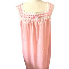 Vintage Women  s Nylon Nightgown Pink Medium Sleeveless Knee Length Brady Bunch