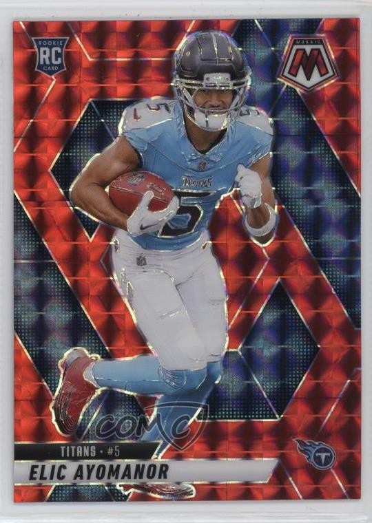 2025 Panini Mosaic Rookies Red Mosaic Prizm Elic Ayomanor #333 Rookie RC 1w9