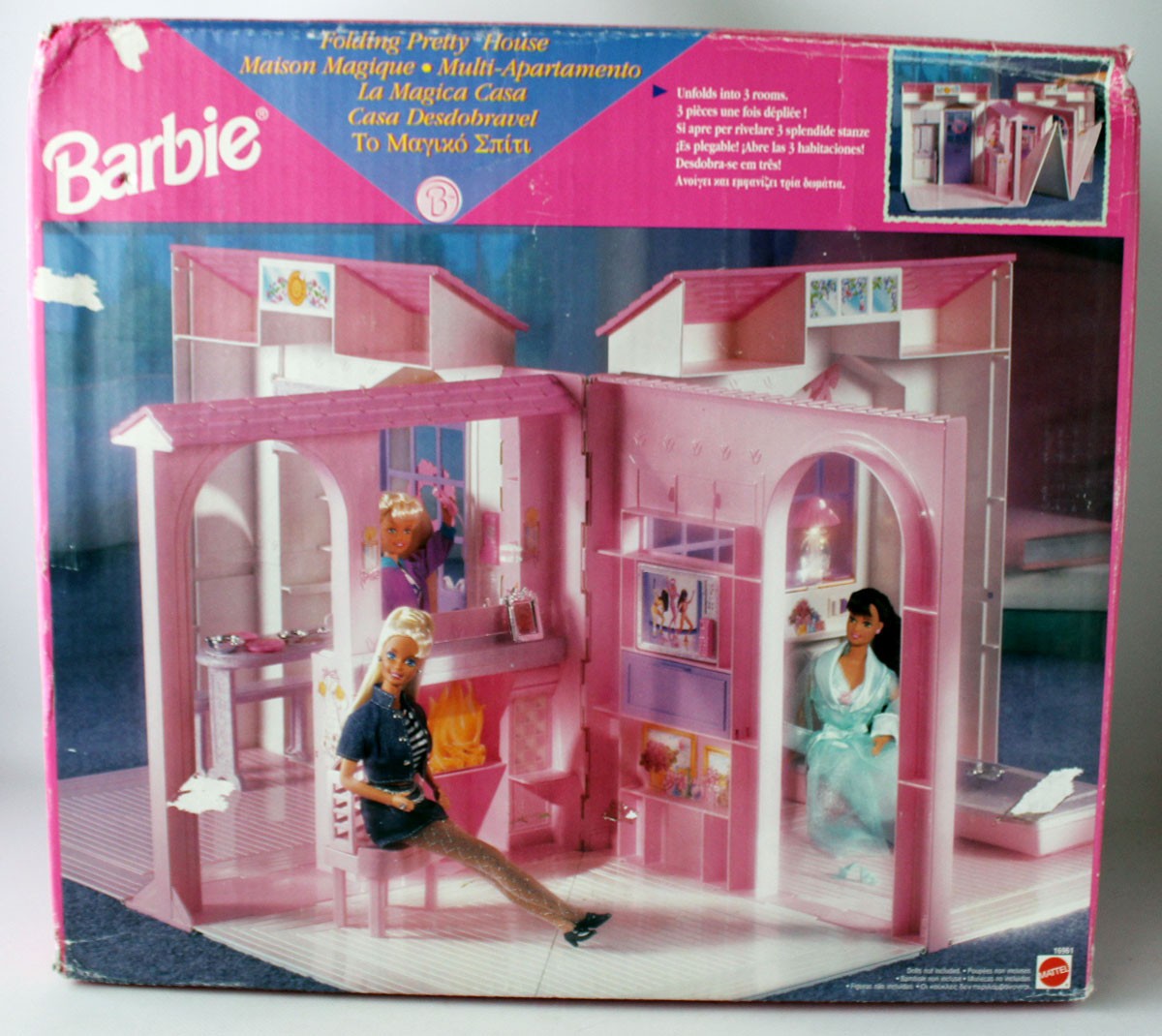Vinatge 1996 Barbie Folding Pretty House 3 Rooms Playset Mattel