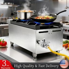 12" Commercial Countertop Gas Range 2-Burner Gas Stove 56000 BTU Propane LP/NG