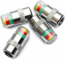 4Pcs Car Tire Valve Caps Pressure Monitor Sensor Indicator 3 Color Alert Wrench