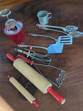 Vint Aluminum Toy Child  s Baking Toy Set Betty Taplin Utensils Egg Beater 3041