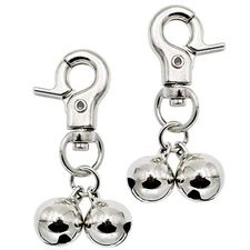 Bells for Dog Collars - 2 Pack Stainless Steel Bell Necklace for Dogs & Silver